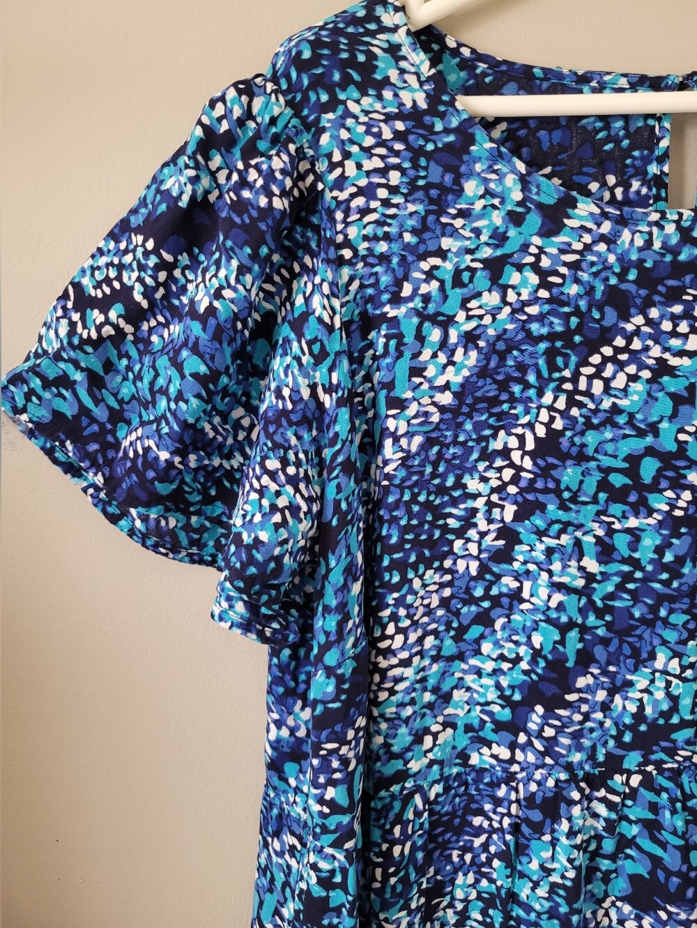 Autograph Womens 100% Viscose Flutter Sleeve Blue Multi Printed Maxi Dress 14 - Picture 4 of 10